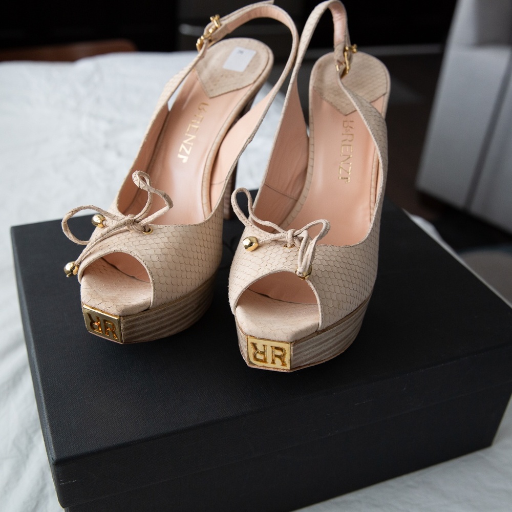 R & Renzi Open Toe Slingback Platform